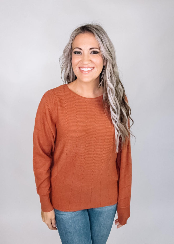Copper Textured Long Sleeve Dolman