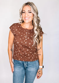 Ditsy Floral Top with Button Detail