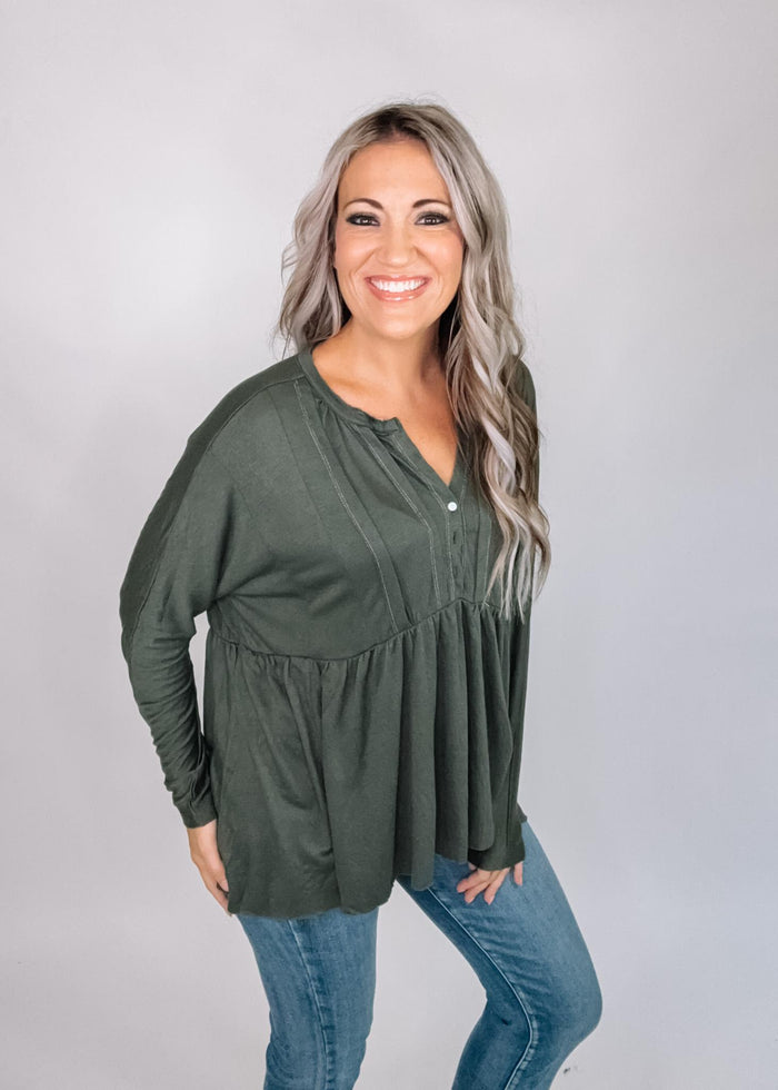 Raw Edge Exposed Hem Babydoll Top