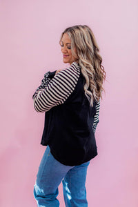 Floral Stripe Ragland Style Top