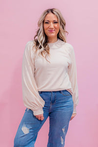 Classic Cream Top with Shoulder Cutouts