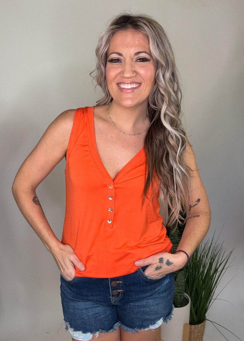 Sleeveless Top with Front Buttons