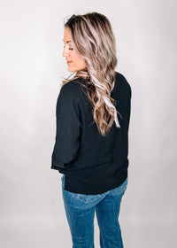 Black Stripe Trim Blouse
