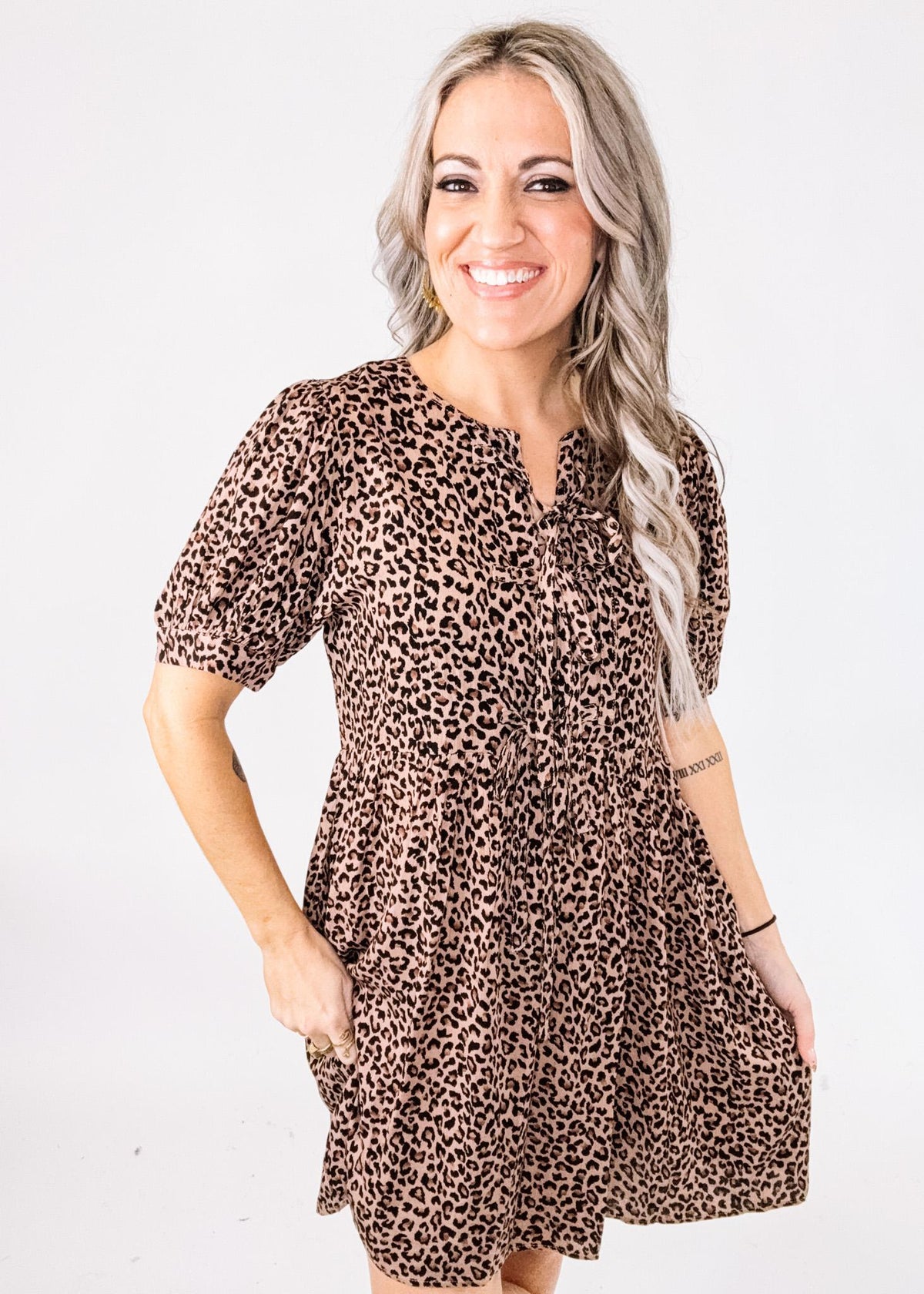 Leopard Print Tie String Dress