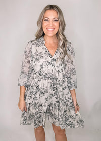 BLACK FRIDAY- Cream Printed Mini Dress