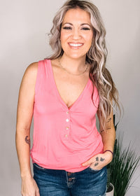 Sleeveless Top with Front Buttons