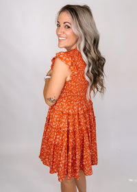 Rust Ditsy Floral Mini dress