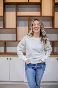 White Lace Sleeve Pullover