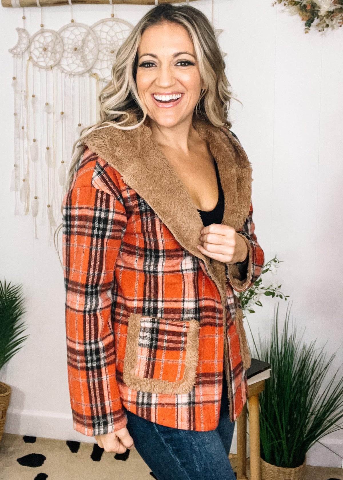 Reversible Flannel Teddy Bear Hoodie