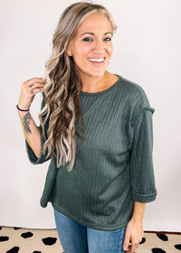 Slate Green Chunky Knit Top