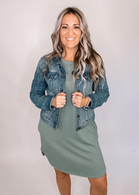 Olive Ribbed Mini Dress