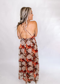 Fall Floral Cross Maxi Maxi Dress