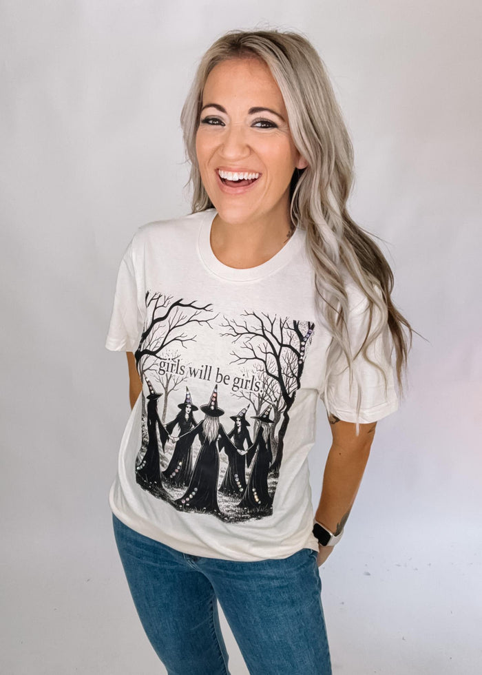 Girls Will Be Girls Witch Graphic Tee