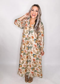 Ecru Printed Maxi Dress