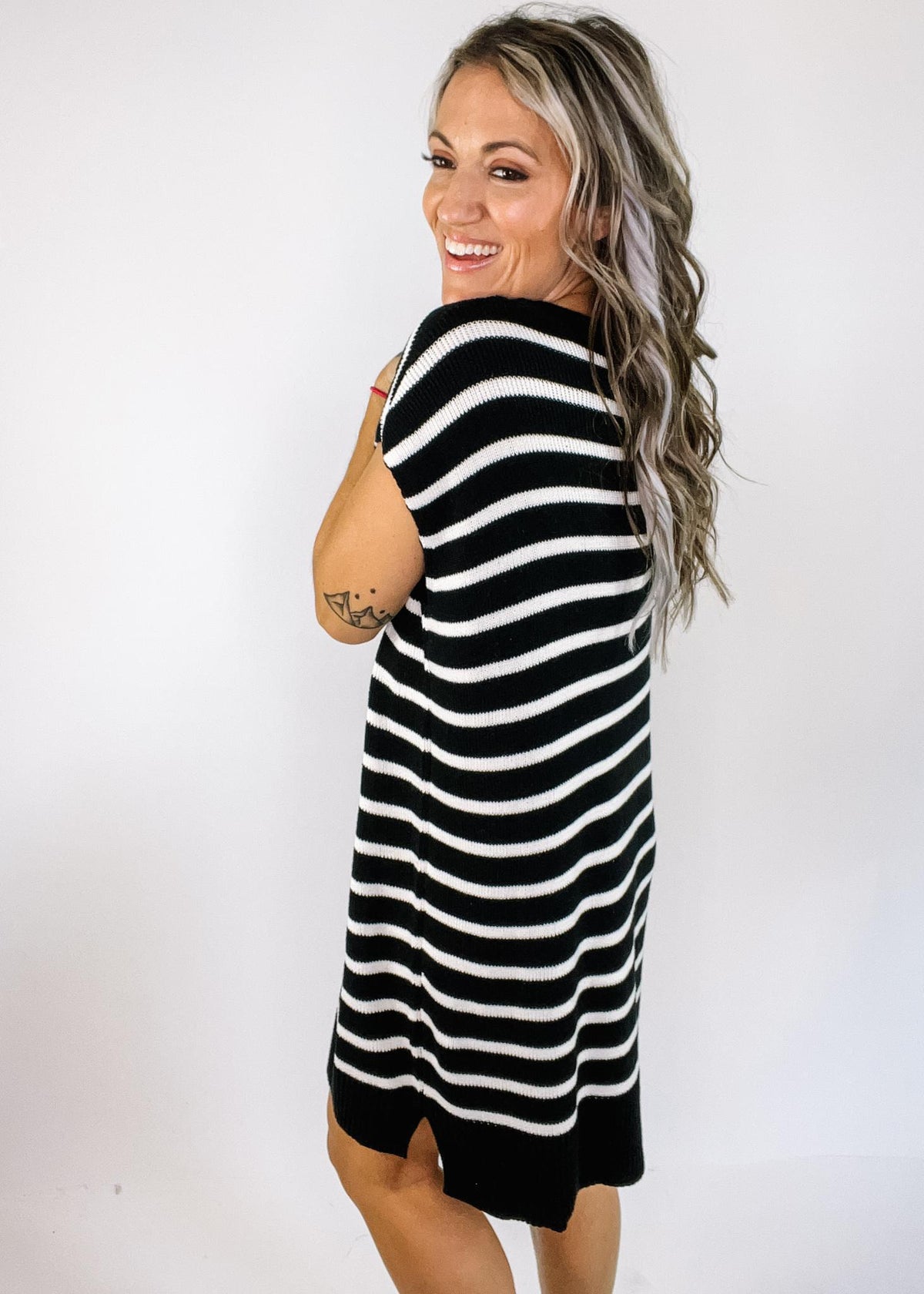 stripe knit dress Curvy Diagonal Stripe Knit Midi Dress -FINAL SALE
