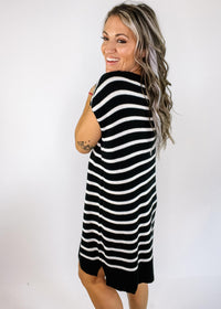 Black and White Stripe Knit Sweater Dress The Teal Eagle Boutique Black and White Stripe Knit Sweater Dress The Teal Eagle Boutique