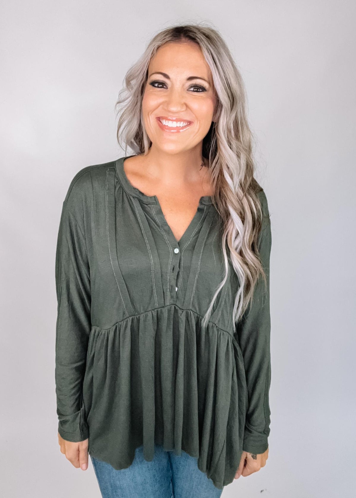 Raw Edge Exposed Hem Babydoll Top