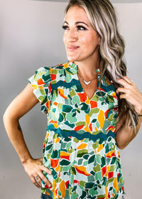 Green Abstract Printed Blouse