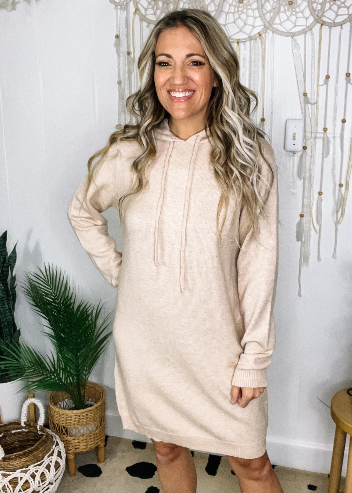 Soft Knit Hooded Sweater Dress