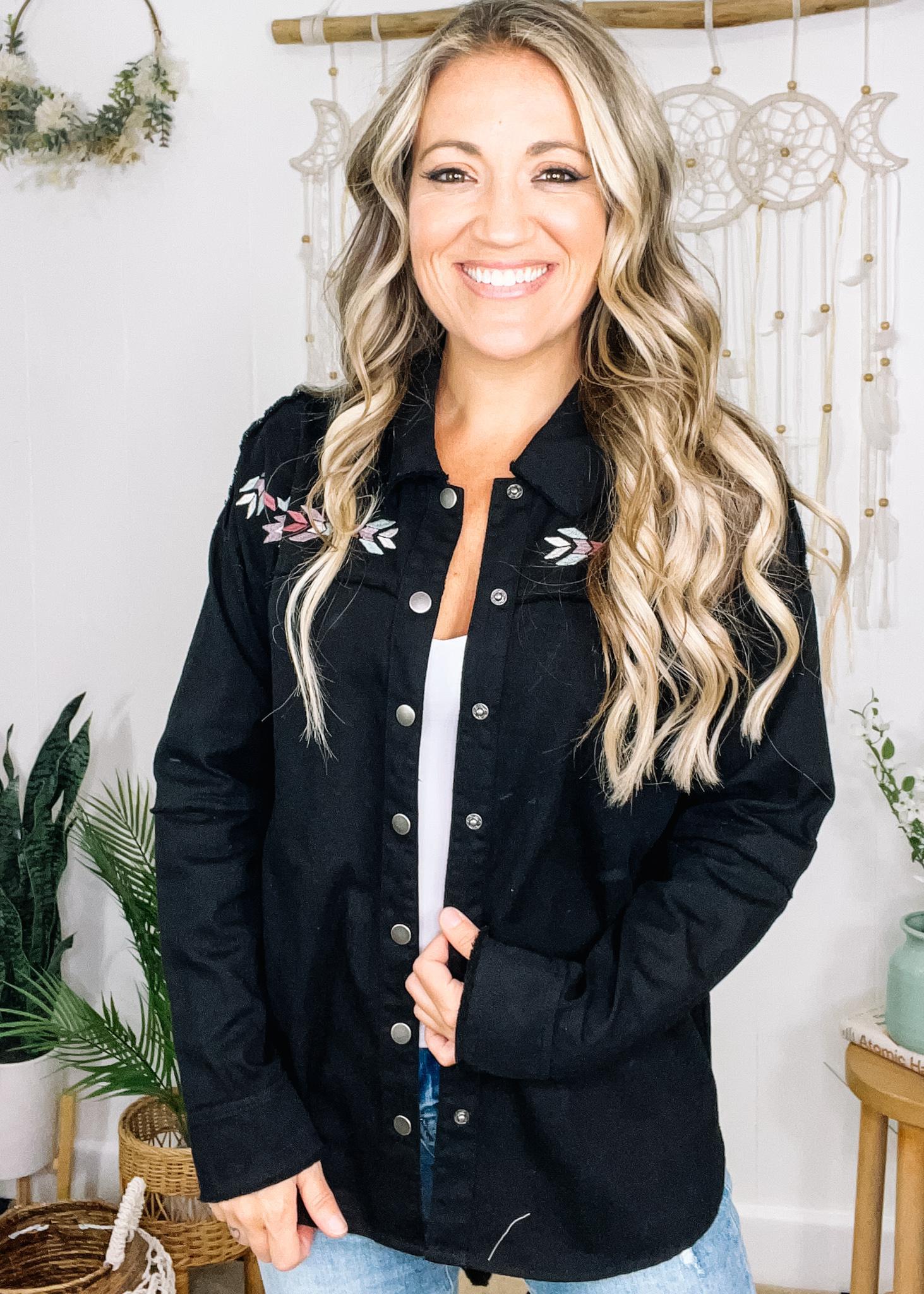 Embroidery Yoke Shirt Jacket – The Teal Eagle Boutique