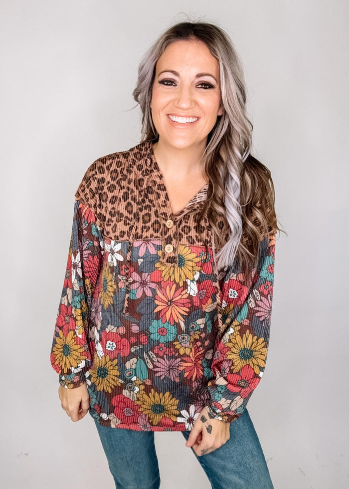 Animal Print Floral Combo Hoodie