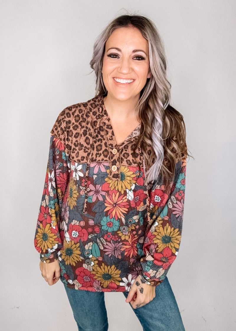Animal Print Floral Combo Hoodie