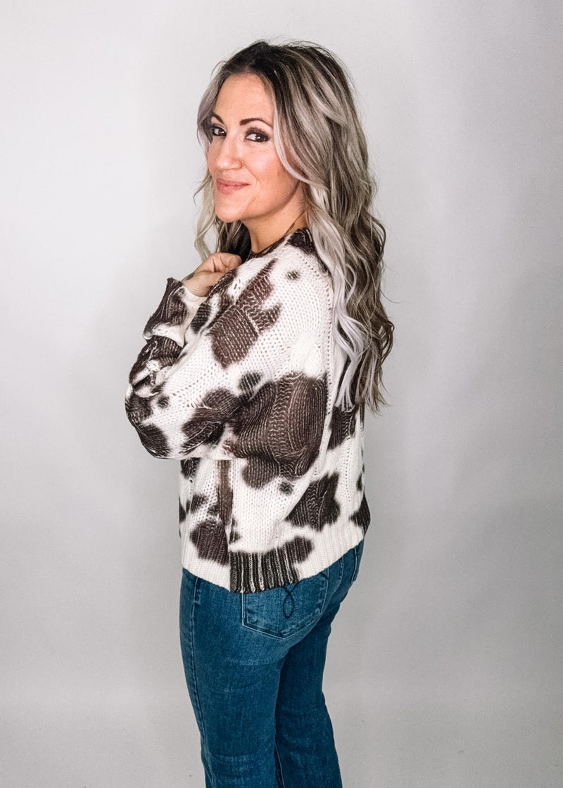 Animal Print Cable Knit Sweater