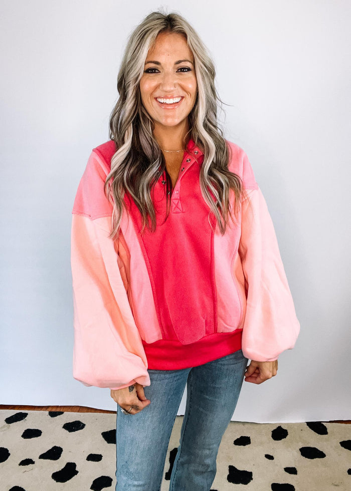 Pink Multi Color Block Pullover