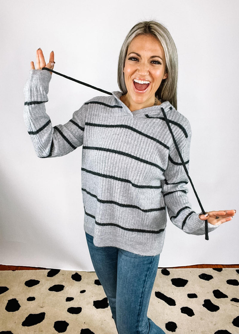 Classic Grey and Charcoal Stripe Hoodie