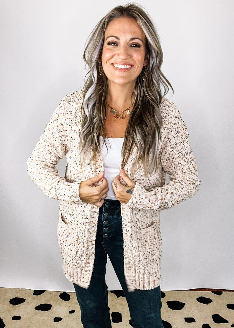 Cream Confetti Knit Cardigan