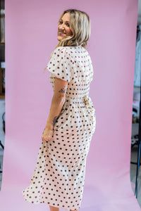 Ecru and Brown Polka Dot Dress