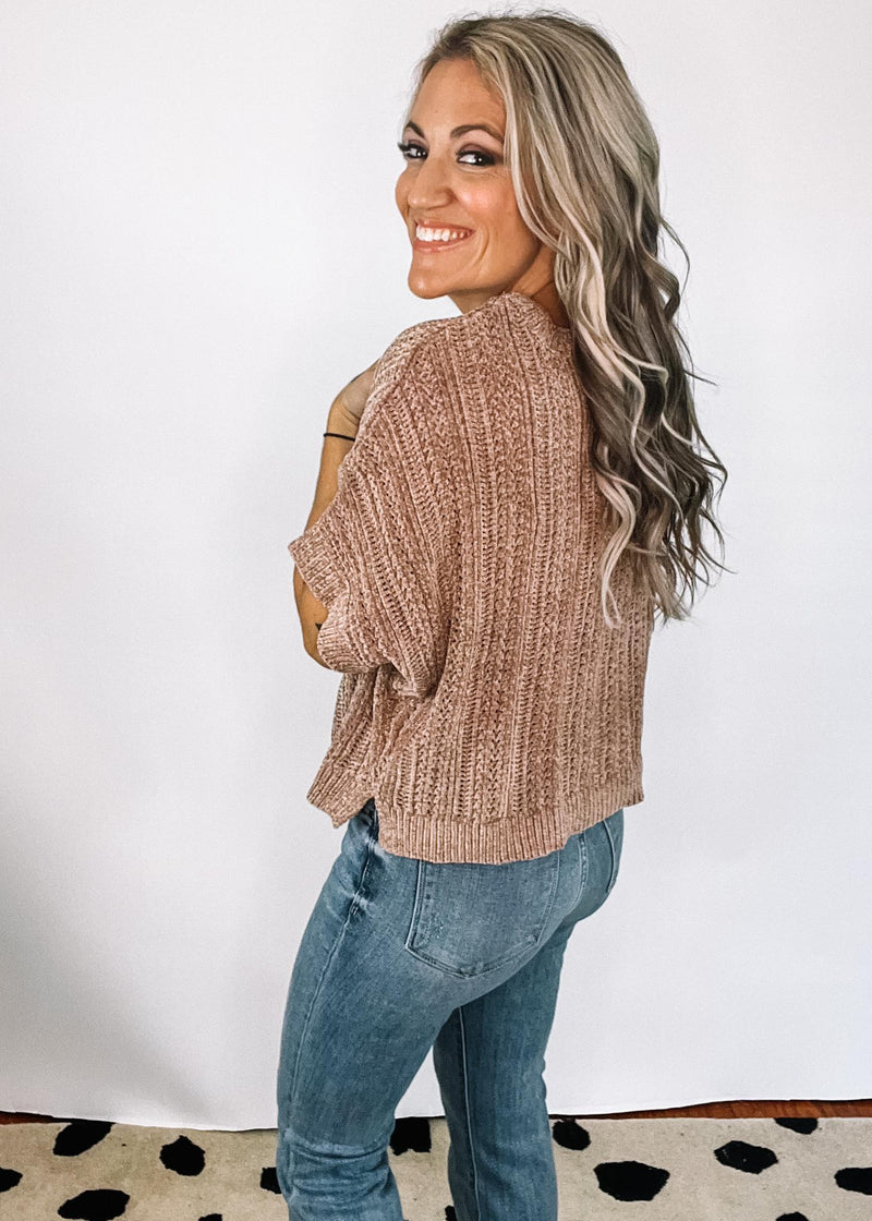 Mocha Chenille Short Sleeve Sweater