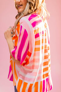 Orange and Fushcia Poncho Blouse