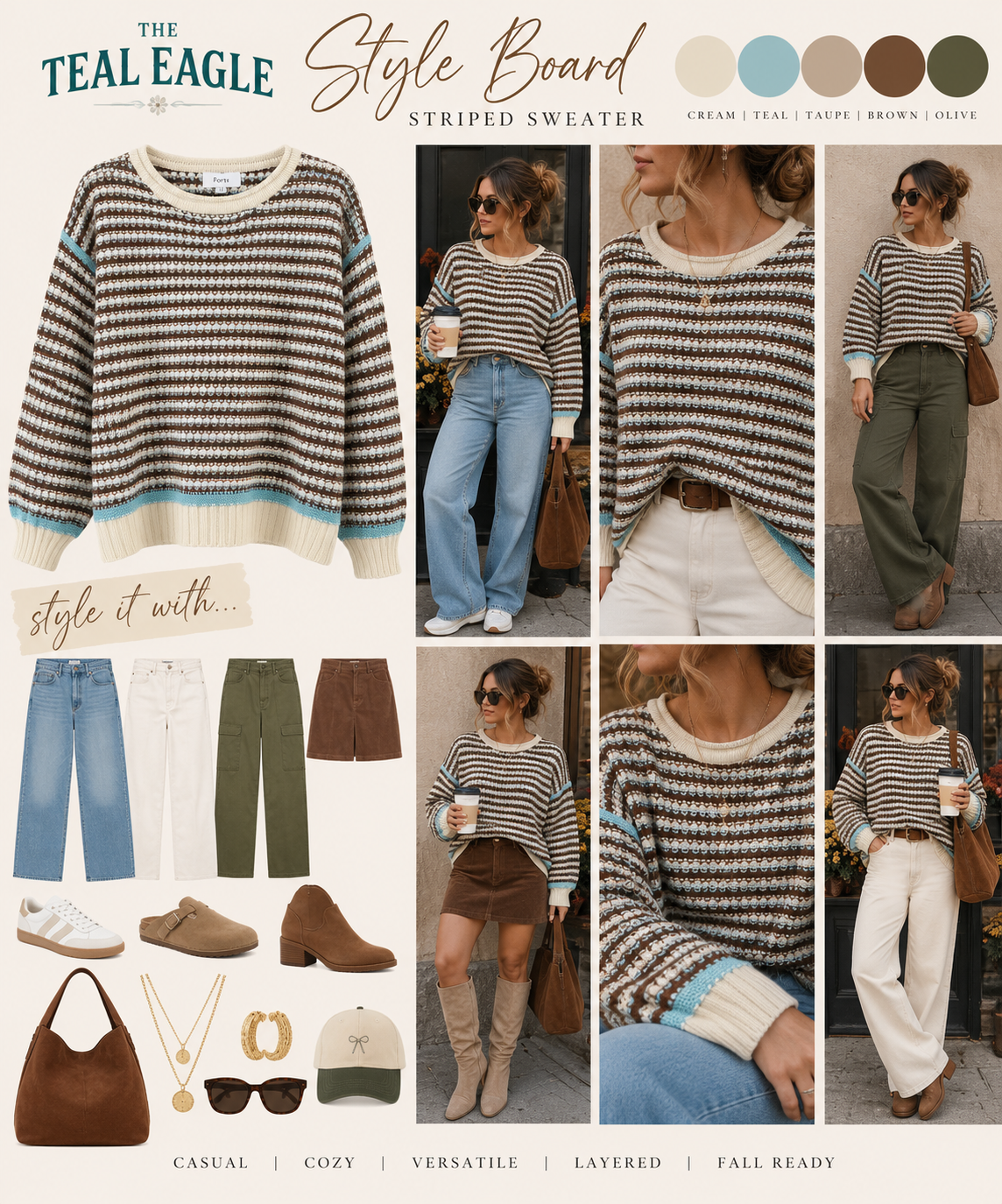 Brown Aqua Stripe Knit