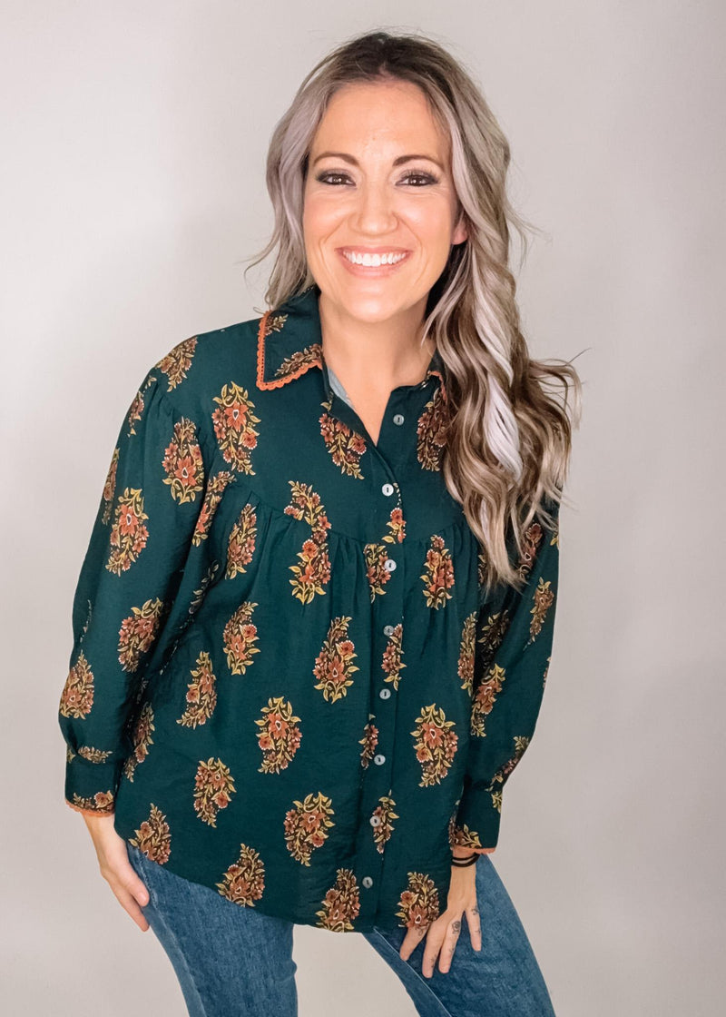 Hunter Green Button Down Babydoll