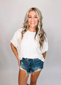 Textured Elastic Cuff Blouse