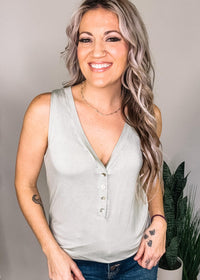 Sleeveless Top with Front Buttons