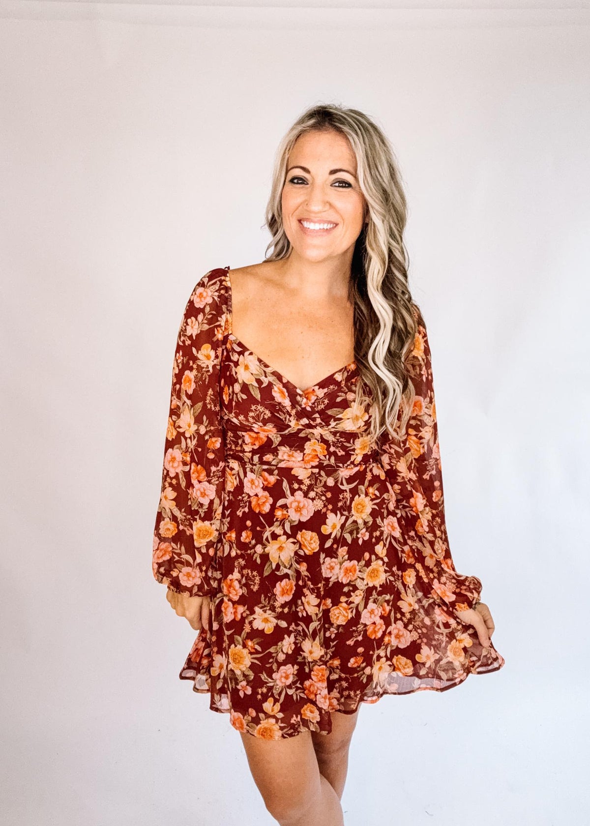 Floral Chiffon Mini Dress