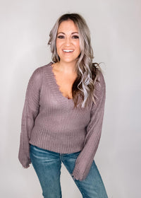 Distressed Hem Knit Sweater