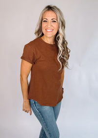 Round Neck Cuffed Sleeve T-Shirt