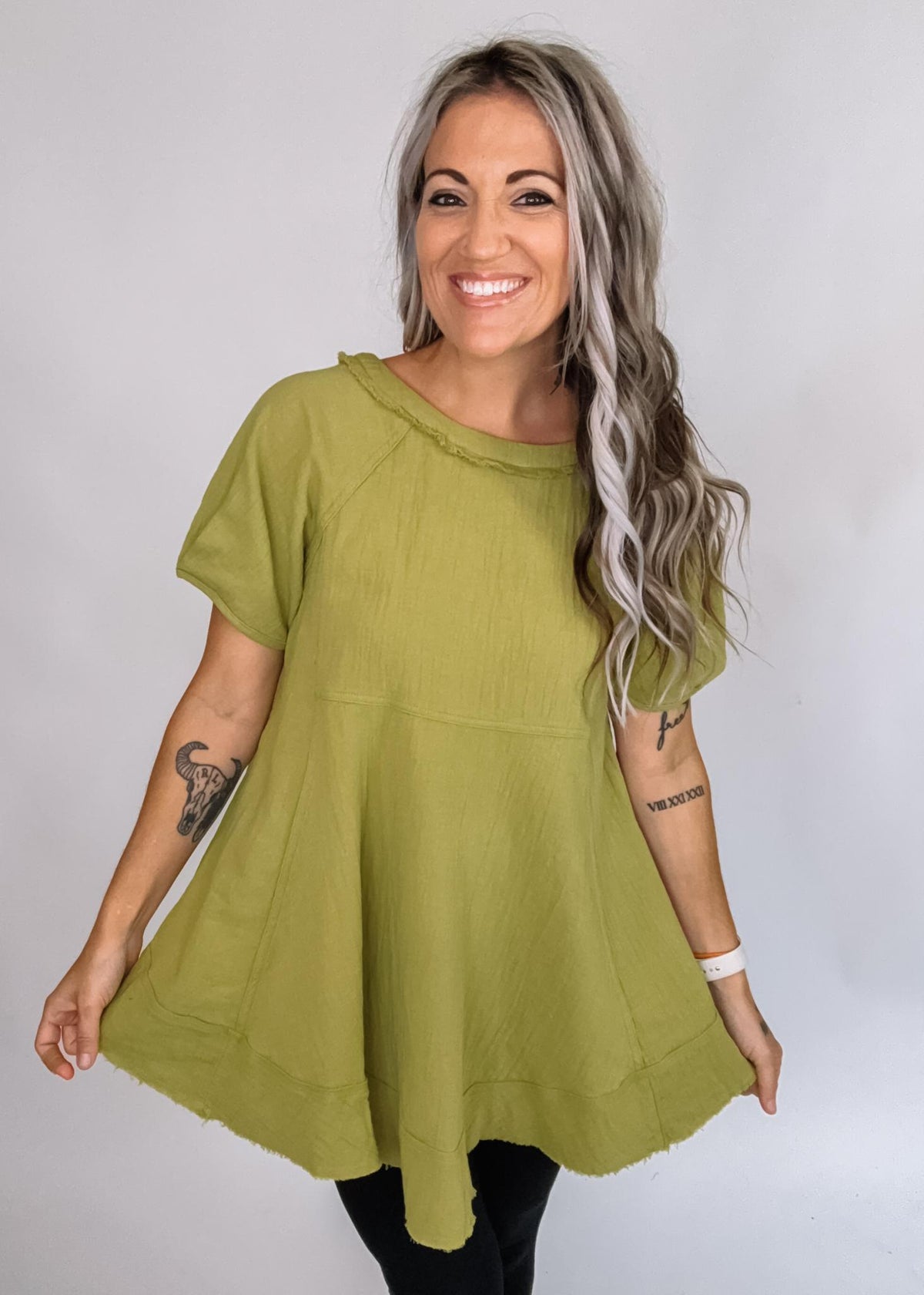 Avocado Gauze Mini Dress