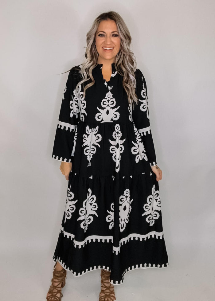 Jodifl Black and White Damask Dress