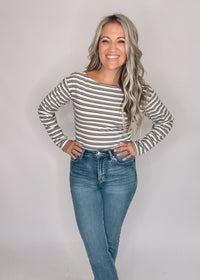 Stripe Velour Bodysuit