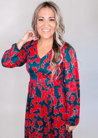 Teal and Magenta Midi Dress