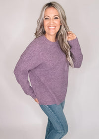 Oversized Purple Sweater with Chest Pocket