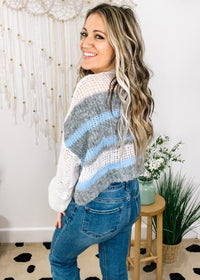 Lovely Drop Shoulder Stripe Sweater