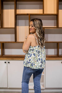 Blue and Taupe Floral Cami Tank