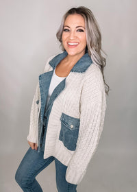 Mixed Media Cable Knit Sweater