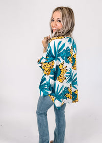 Tropical print 3/4 Dolman Top