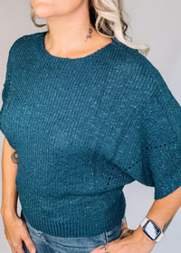 Textured Half Dolman Knit Top